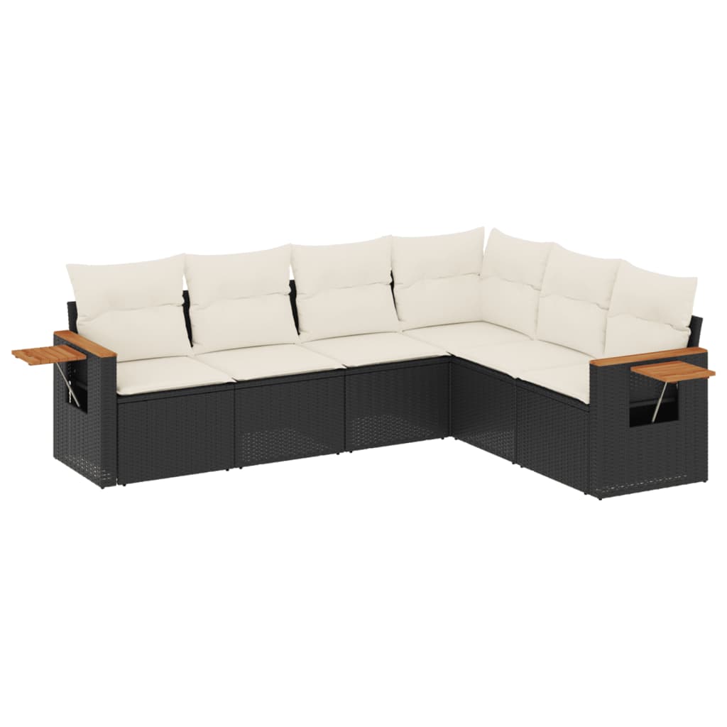 Set Divano da Giardino 6 pz con Cuscini Nero in Polyrattan 3259242