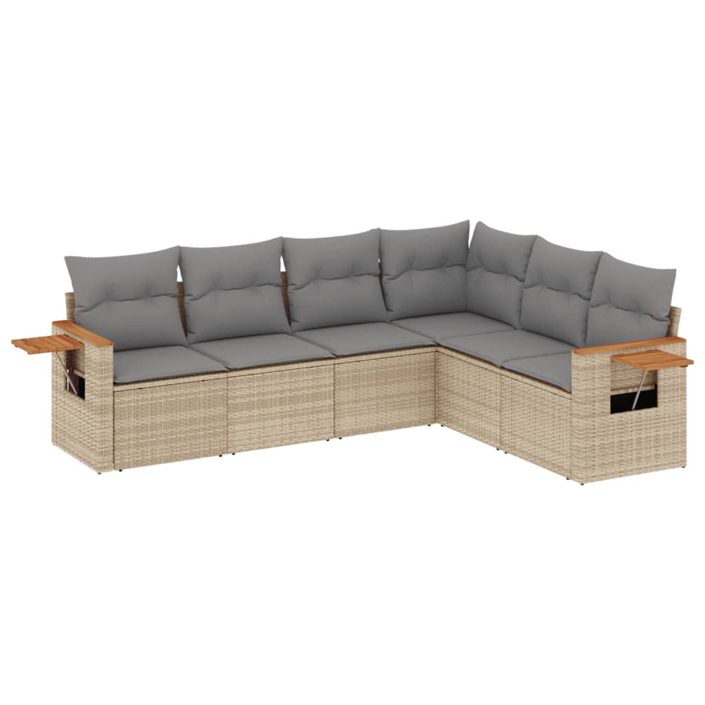 Set Divano da Giardino 6 pz con Cuscini Beige in Polyrattan 3259245