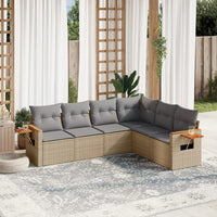 Set Divano da Giardino 6 pz con Cuscini Beige in Polyrattan 3259245