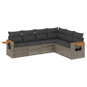 Set Divano da Giardino 6 pz con Cuscini Grigio in Polyrattan 3259246