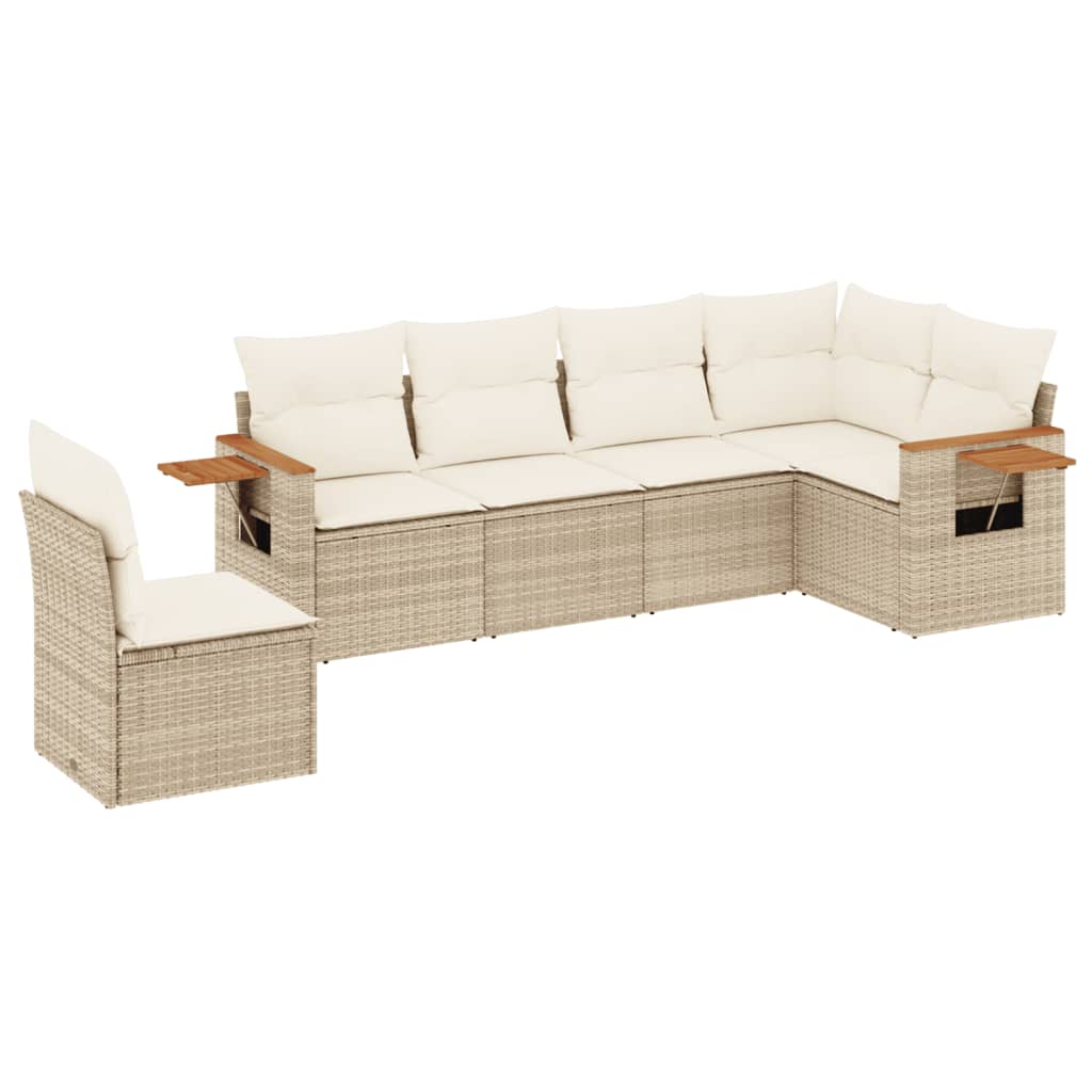 Set Divano da Giardino 6 pz con Cuscini Beige in Polyrattan 3259258