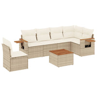 Set Divani da Giardino 7 pz con Cuscini Beige in Polyrattancod mxl 112535