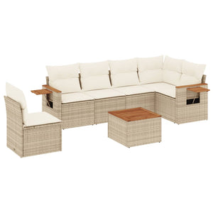 Set Divani da Giardino 7 pz con Cuscini Beige in Polyrattancod mxl 112535