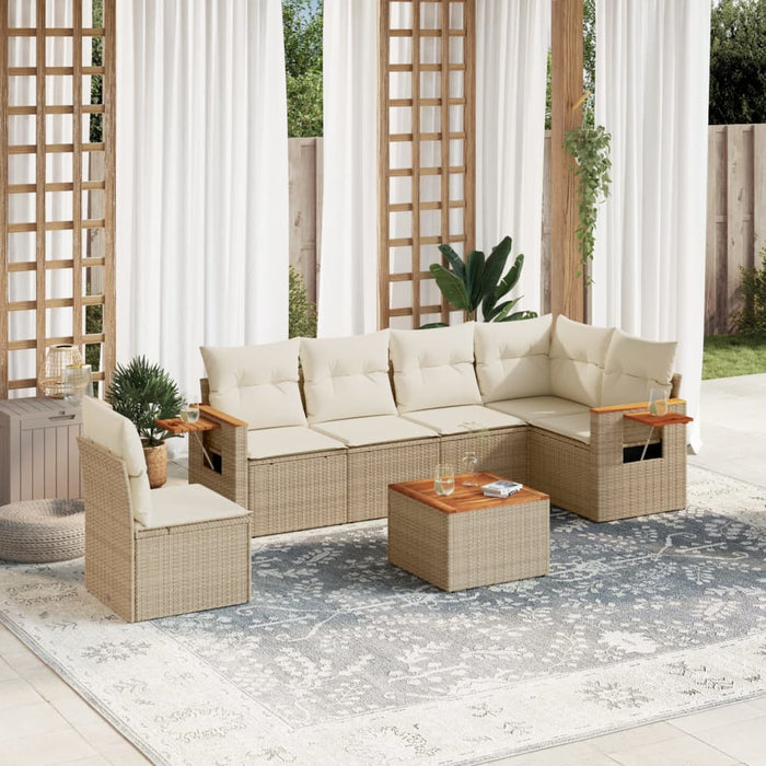 Set Divani da Giardino 7 pz con Cuscini Beige in Polyrattancod mxl 112535