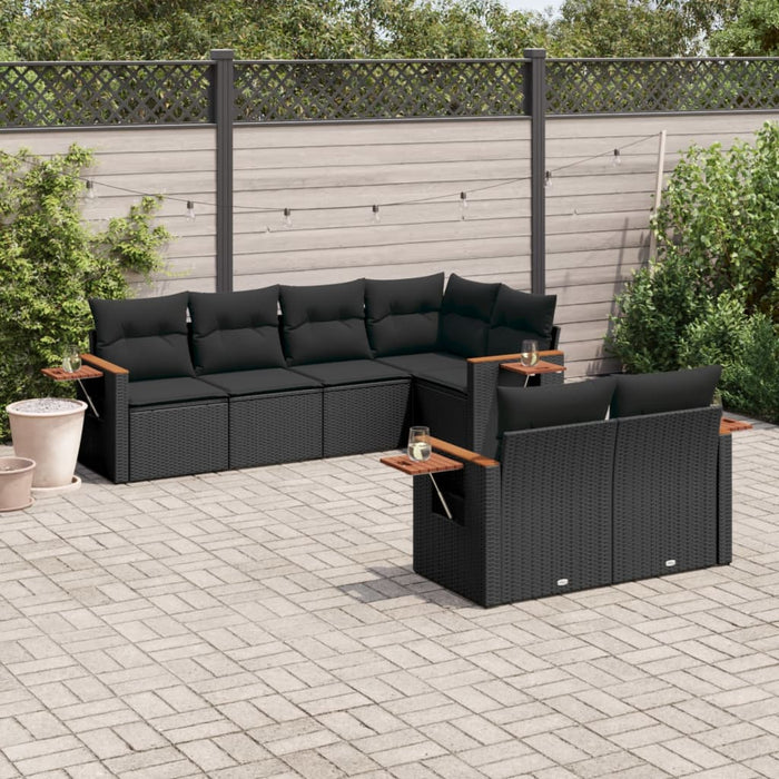 Set Divani da Giardino con Cuscini 7pz Nero Polyrattancod mxl 112537