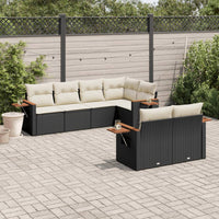 Set Divani da Giardino con Cuscini 7pz Nero Polyrattancod mxl 88521