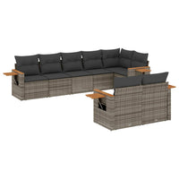 Set Divano da Giardino 8 pz con Cuscini Grigio in Polyrattan 3259393