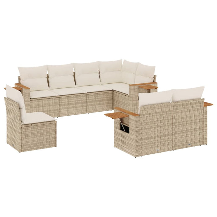 Set Divano da Giardino 8 pz con Cuscini Beige in Polyrattan 3259405