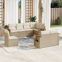 Set Divano da Giardino 8 pz con Cuscini Beige in Polyrattan 3259405