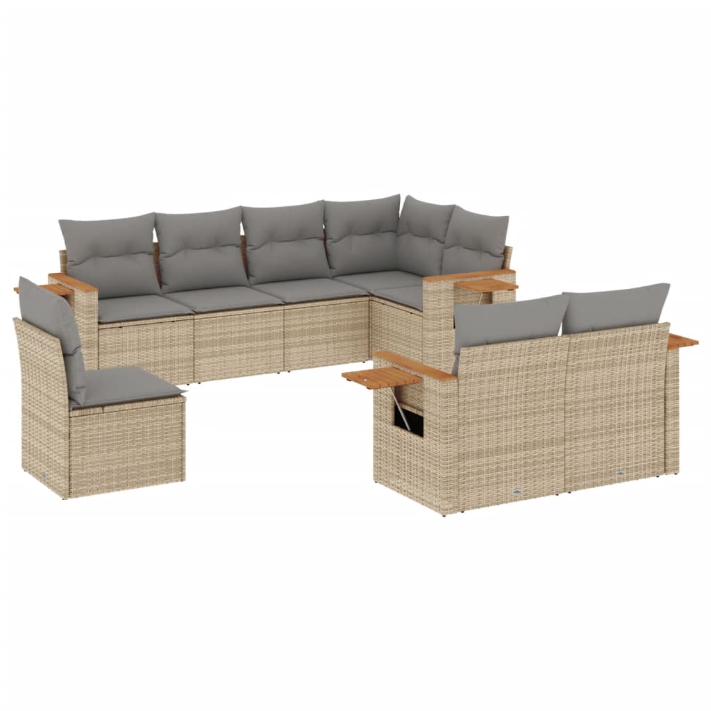 Set Divano da Giardino 8 pz con Cuscini Beige in Polyrattancod mxl 88302