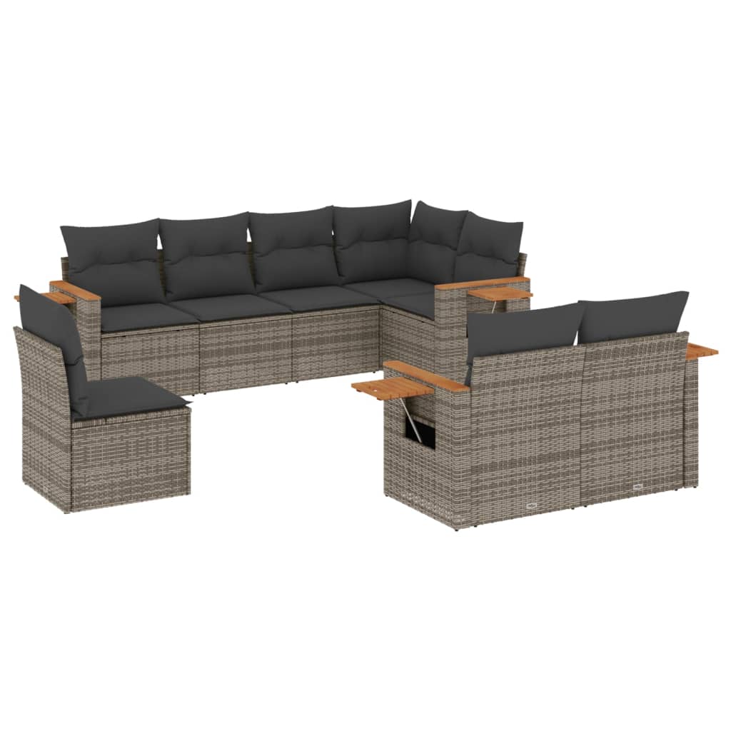 Set Divano da Giardino 8 pz con Cuscini Grigio in Polyrattan 3259407