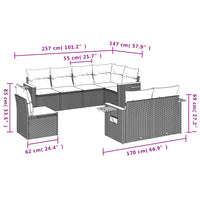 Set Divano da Giardino 8 pz con Cuscini Grigio in Polyrattan 3259407