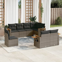 Set Divano da Giardino 8 pz con Cuscini Grigio in Polyrattan 3259407