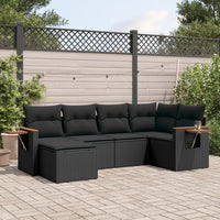 Set Divano da Giardino 6 pz con Cuscini Nero in Polyrattan 3259416