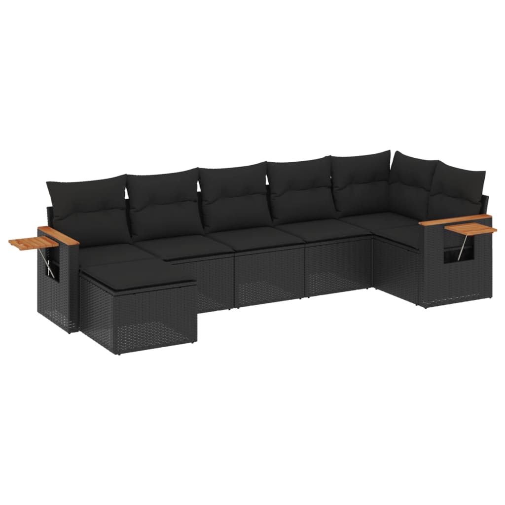 Set Divani da Giardino con Cuscini 7pz Nero Polyrattan 3259430