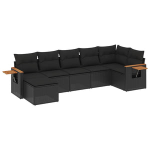 Set Divani da Giardino con Cuscini 7pz Nero Polyrattancod mxl 116170