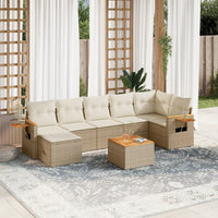 Set Divano da Giardino 8 pz con Cuscini Beige in Polyrattan 3259440