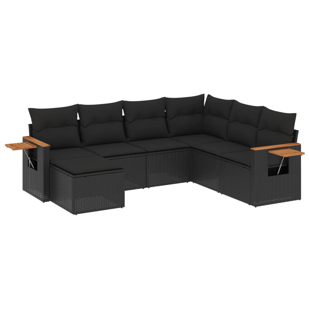 Set Divani da Giardino con Cuscini 7pz Nero Polyrattan 3259444