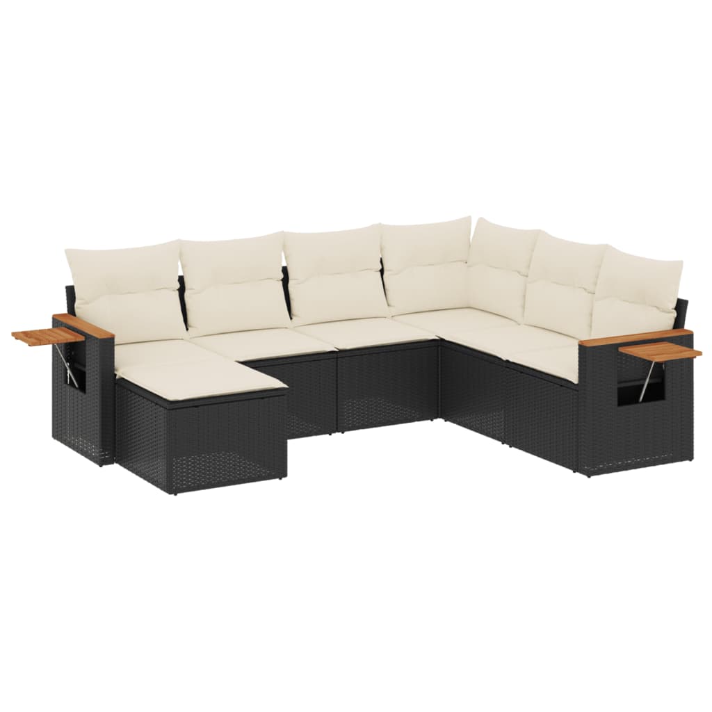 Set Divani da Giardino con Cuscini 7pz Nero Polyrattancod mxl 112330