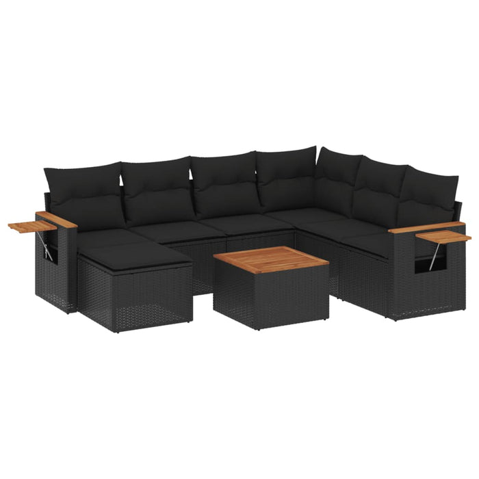 Set Divani da Giardino con Cuscini 8 pz Nero in Polyrattancod mxl 112321