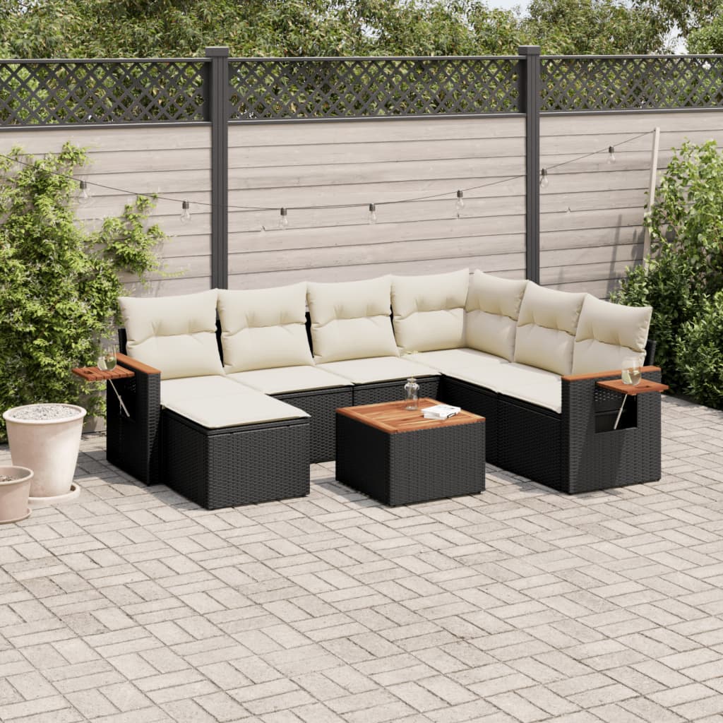 Set Divani da Giardino con Cuscini 8 pz Nero in Polyrattancod mxl 88300