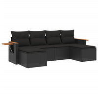 Set Divano da Giardino 6 pz con Cuscini Nero in Polyrattan 3259458