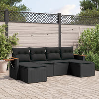 Set Divano da Giardino 6 pz con Cuscini Nero in Polyrattan 3259458