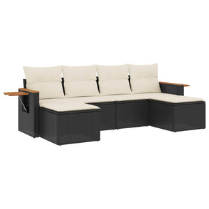 Set Divano da Giardino 6 pz con Cuscini Nero in Polyrattancod mxl 92207