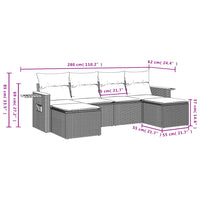 Set Divano da Giardino 6 pz con Cuscini Nero in Polyrattan 3259459