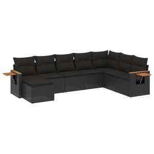 Set Divani da Giardino con Cuscini 8 pz Nero in Polyrattan 3259486