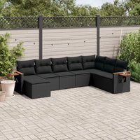 Set Divani da Giardino con Cuscini 8 pz Nero in Polyrattan 3259486