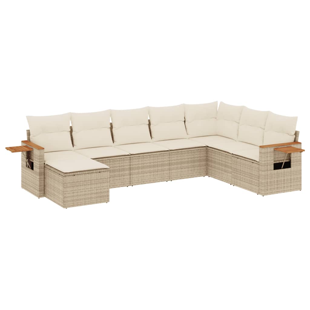 Set Divano da Giardino 8 pz con Cuscini Beige in Polyrattan 3259489