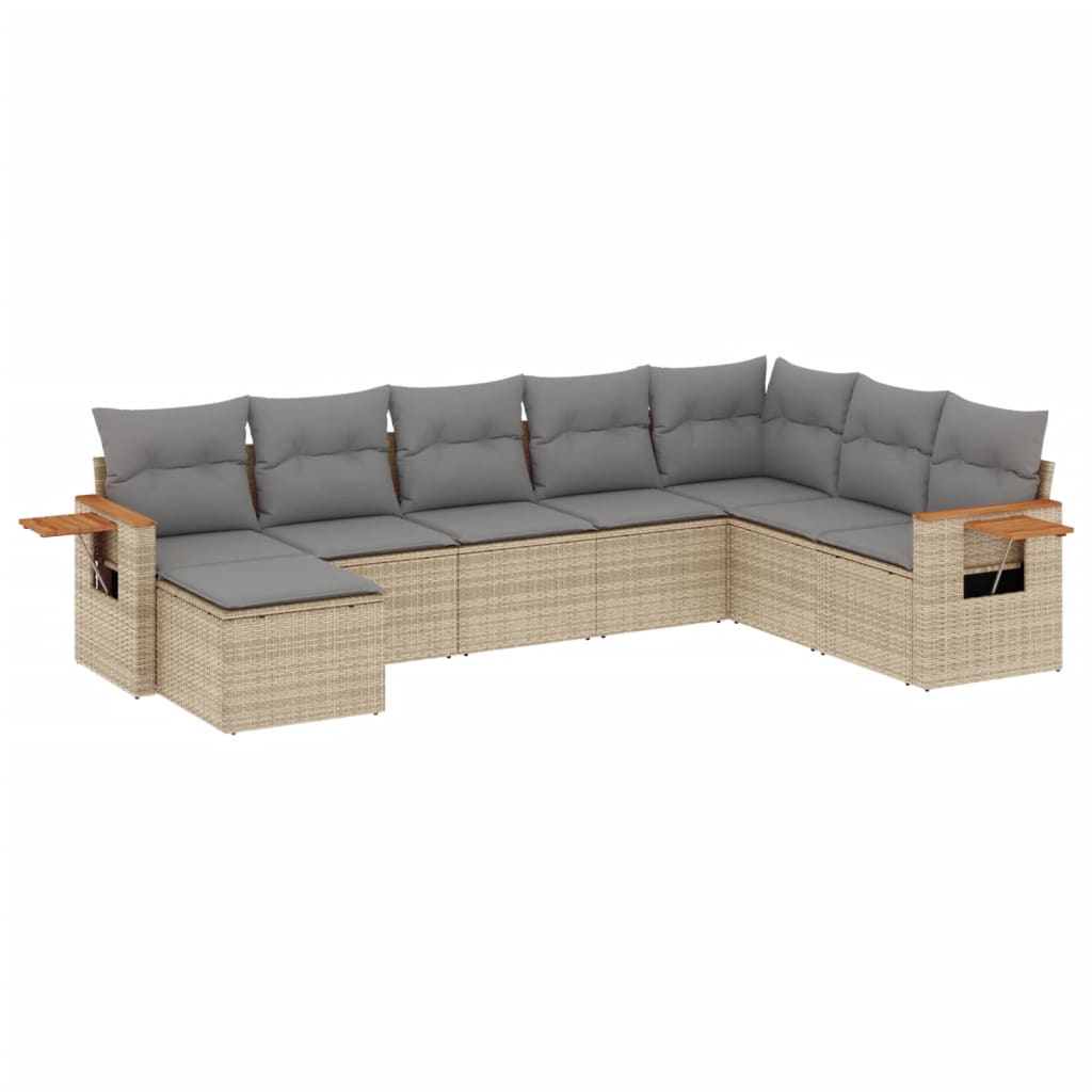 Set Divano da Giardino 8 pz con Cuscini Beige in Polyrattan 3259490