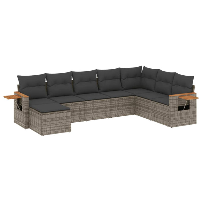 Set Divano da Giardino 8 pz con Cuscini Grigio in Polyrattan 3259491