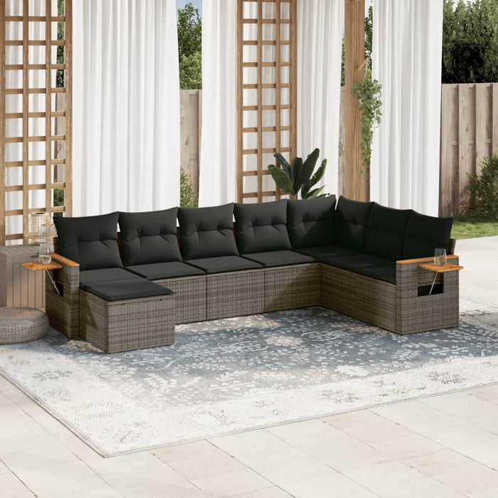 Set Divano da Giardino 8 pz con Cuscini Grigio in Polyrattan 3259491