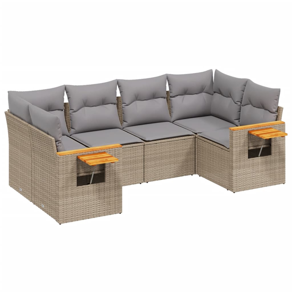 Set Divano da Giardino 6 pz con Cuscini Beige in Polyrattan 3259504