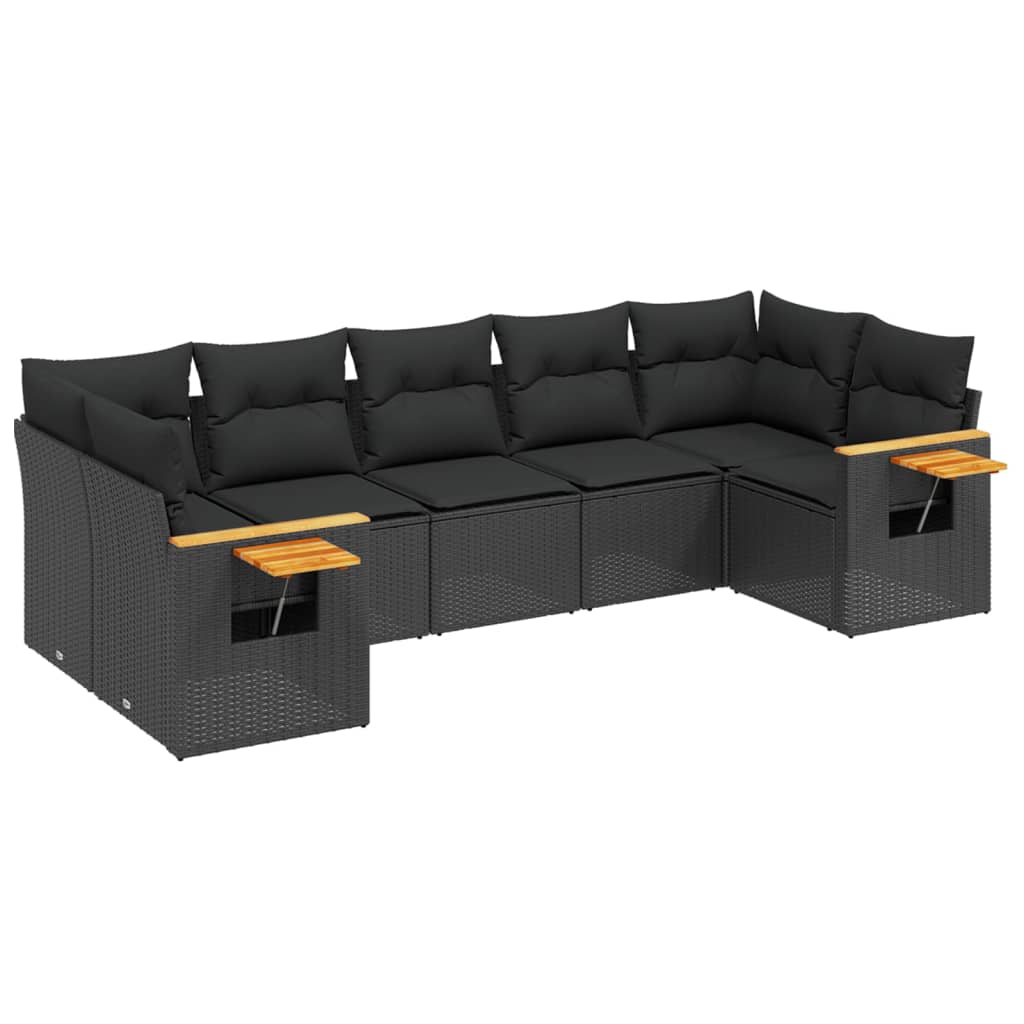 Set Divani da Giardino con Cuscini 7pz Nero Polyrattan 3259507