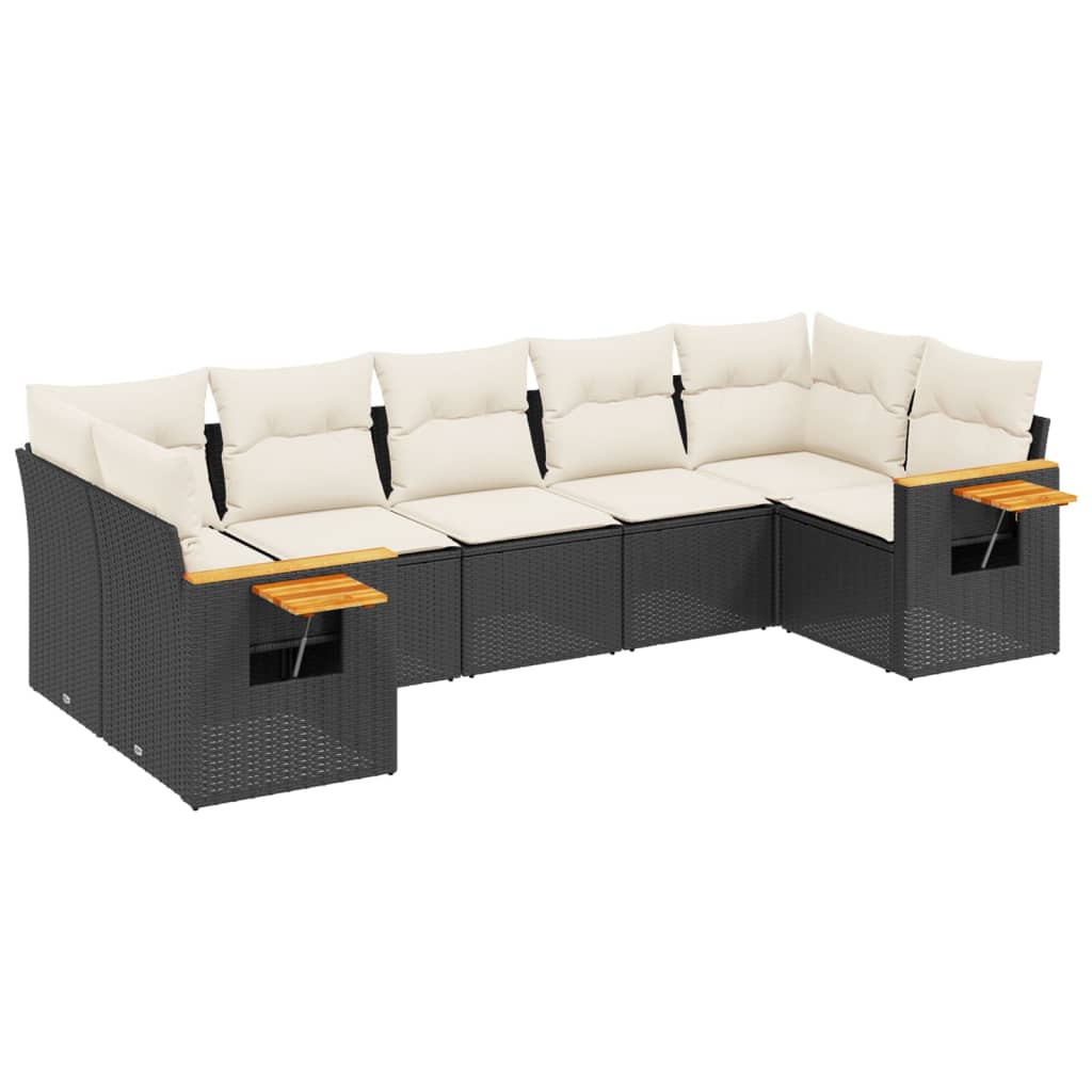 Set Divani da Giardino con Cuscini 7pz Nero Polyrattan 3259508