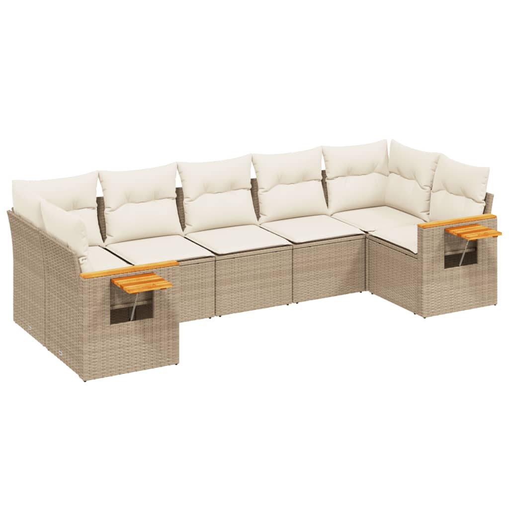 Set Divani da Giardino 7 pz con Cuscini Beige in Polyrattan 3259510