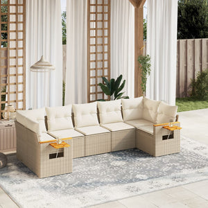 Set Divani da Giardino 7 pz con Cuscini Beige in Polyrattan 3259510