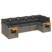 Set Divani da Giardino 7 pz con Cuscini Grigio in Polyrattan 3259512