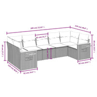 Set Divani da Giardino 7 pz con Cuscini Grigio in Polyrattan 3259512