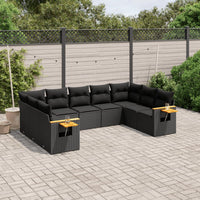 Set Divani da Giardino 9 pz con Cuscini Nero in Polyrattan 3259514