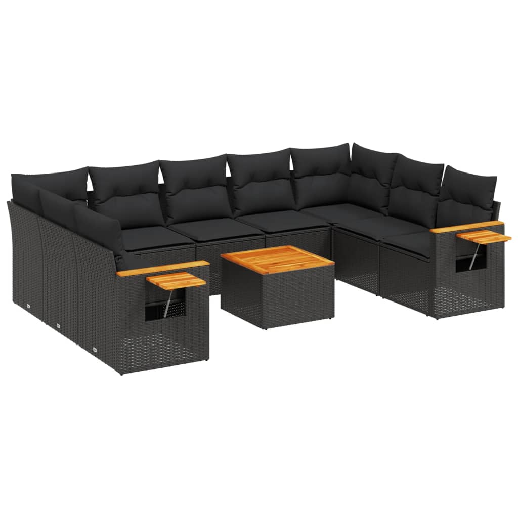 Set Divani da Giardino 10pz con Cuscini in Polyrattan Nerocod mxl 114368