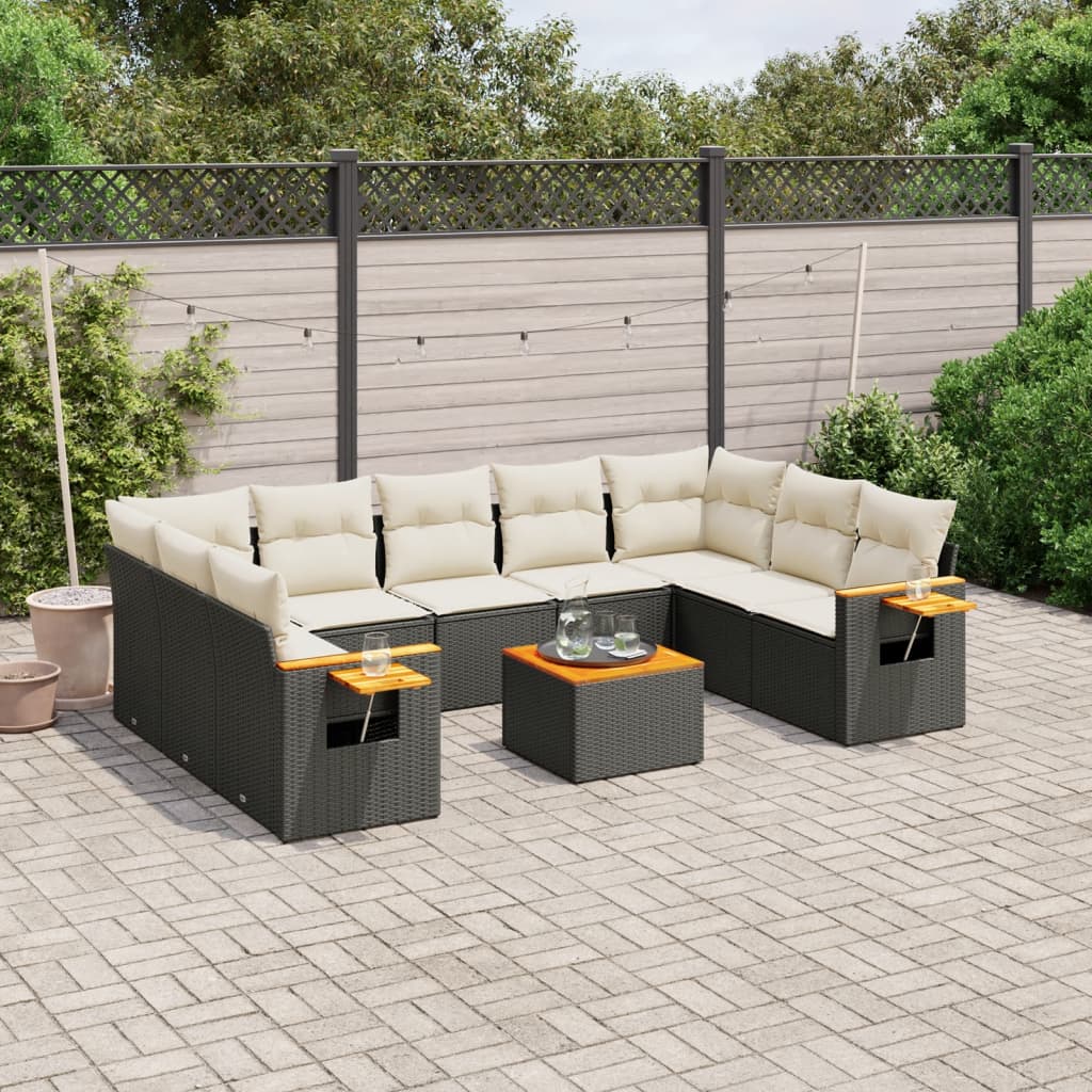 Set Divani da Giardino 10pz con Cuscini in Polyrattan Nerocod mxl 88797