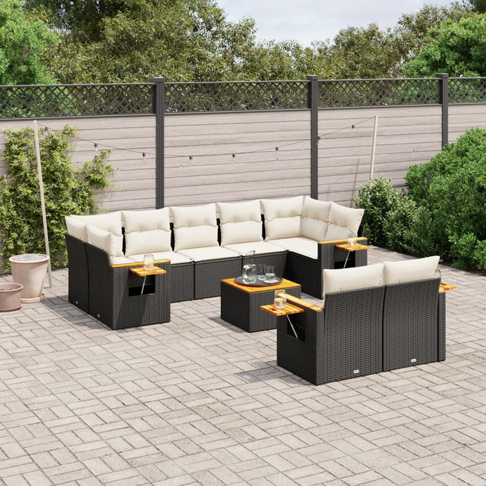 Set Divani da Giardino 10pz con Cuscini in Polyrattan Nerocod mxl 88799