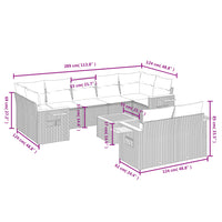 Set Divano da Giardino 10 pz con Cuscini Grigio in Polyrattan 3259540