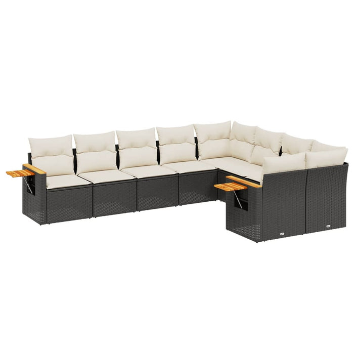 Set Divani da Giardino 9 pz con Cuscini Nero in Polyrattan 3259543