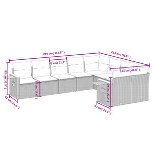 Set Divani da Giardino 9 pz con Cuscini Nero in Polyrattan 3259543