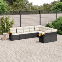 Set Divani da Giardino 9 pz con Cuscini Nero in Polyrattan 3259543